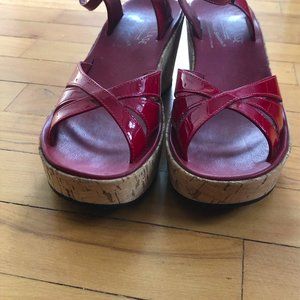 Korkease Platform Wedge Patent Leather Sandals